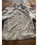 Haggar Men Button Up Shirt Large Brown Herringbone 100% Silk Washable Co... - $351.26 MXN