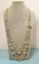 30&quot; Inch Silver Tone 2 Strand Necklace with Glass Beads - £11.43 GBP