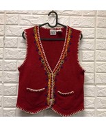 Vtg Star Cody knit vest cardigan beaded Native American look 80% silk - £33.71 GBP
