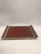 Pottery serving tray handles 13 by 9.5 inch heavy centerpiece french glass - $45.53