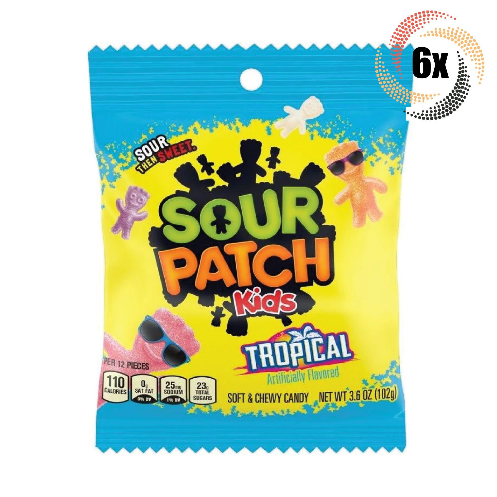 6x Bags Sour Patch Kids Tropical Flavors Soft & Chewy Gummy Candy | 3.6oz - $18.64