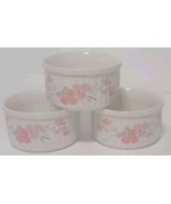 Vintage Galleria Collection Stoneware Ramekins Pink Flowers 1985 Set of 3 - $19.99