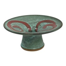 Ikebana Signed Art Pottery Flower Frog Vase 6&quot; Green Flower Arranger Vas... - £33.52 GBP