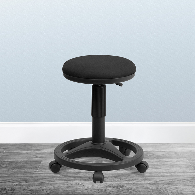 Black Fabric Stool w/Foot Ring WL-905DG-GG