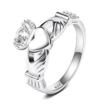 Women&#39;s Claddagh Irish Ring 925 Sterling Silver ring Love Heart Celtic Knot Crow - £18.67 GBP