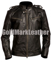 Brand New Mens Brando Vintage Moto Biker Black Leather Jacket - Express ... - $109.99