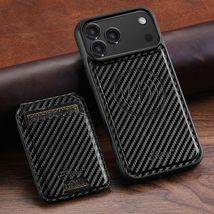 Generic Case For iPhone 16 Pro (Color: Black) Magnetic Carbon Fiber Leat... - $59.91