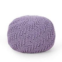Bordeaux Knitted Cotton Round Pouf Ottoman - Lavender 20x20x14 - $1,647.16 MXN