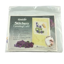 Wonderart Stitchery Greeting Card Kit 5979 Embroidery Violets Butterfly - £15.35 GBP