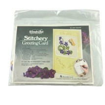 Wonderart Stitchery Greeting Card Kit 5979 Embroidery Violets Butterfly - £15.06 GBP