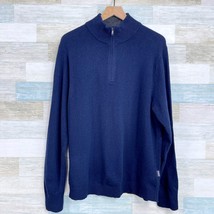 Patagonia Recycled Cashmere 1/4 Zip Mock Neck Sweater Navy Blue Mens Large - £139.31 GBP