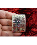 (br-244) BINGO game card silver pink rhinestone dots brooch pin - £21.47 GBP