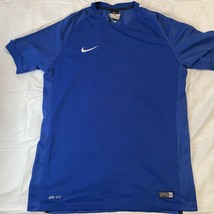 Nike Men&#39;s Dri-Fit Short Sleeve Shirt Blue Men’s Large Stitched Swoosh - £12.01 GBP