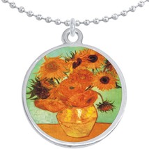 Sunflowers Round Pendant Necklace Beautiful Fashion Jewelry - £8.66 GBP