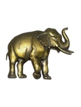 Vtg JJ Jonette Brass Elephant Brooch Pin Trunk Up Safari Animal Zoo 80s-... - £12.60 GBP