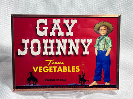 Vtg Gay Johnny Texas Vegetables USA Original Crate Label Wall Hanging - $29.95
