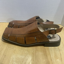 Giorgio V Men Leather Sandals Size 12 D Style 051658 Styled In Italy Brown - $37.26