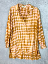 Fauna couture oversized shirt dress tunic pockets orange women&#39;s size Me... - $26.99