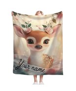Personalized Romantic Woodland Deer Blanket – Soft Custom Name Throw – Gift Idea - $34.00 - $67.00