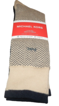 NEW 3 Pr MENS MICHAEL KORS Cotton Stretch CREW SOCKS Tan Navy Blue OS - $24.74