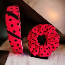 2pc Red and Black Polka Dot Scrunchie and Headband - £15.65 GBP