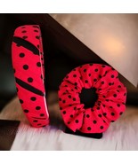 2pc Red and Black Polka Dot Scrunchie and Headband - £15.61 GBP