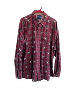Wrangler Pearl Snap Red Plaid Steer Western Cowboy Long Sleeve Shirt Men... - $536.15 MXN