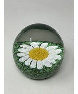 Vintage Murano KB Art Glass Daisy Floral Design 3” Dome Paperweight - $65.99