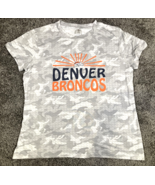 Denver Broncos Shirt Womens XXL Gray Camo NFL Team Apparel Short Cap Sle... - £14.64 GBP