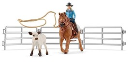 Schleich  Cowgirl  horse and calf Team Roping Fun 42577 - £19.03 GBP
