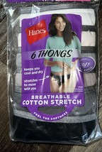Hanes ~ 6-Pair Women&#39;s Thong Underwear Panties Cotton Blend Stretch ~ XL/8 - £13.76 GBP