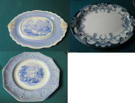 Davenport Antique Staffordshire Iris Brougham &amp; Mayer 1780sTRAY Plate Blue - £49.81 GBP+