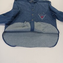 Vintage Palm Club Women's Blue Cotton Long Sleeve Denim Shirt Blouse Top image 7