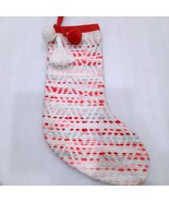 Wondershop Target Christmas Stocking Woven Red pink White Pom Poms Boucl... - $7.00
