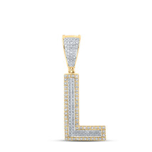 10kt Two-tone Gold Mens Round Diamond Initial L Letter Charm Pendant 1/3 Cttw - £383.21 GBP