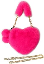 Furry Purse Heart Shaped Fluffy Faux Fur - £33.31 GBP