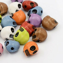 6 Skull Beads Assorted Lot Acrylic Gothic Halloween Jewelry Supplies Set 13mm - £2.12 GBP