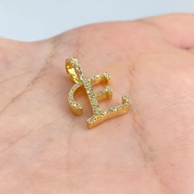 1.30Ct Real Moissanite Cursive &quot;E&quot; Letter Initial Pendant 14K Yellow Gold Plated - £104.42 GBP