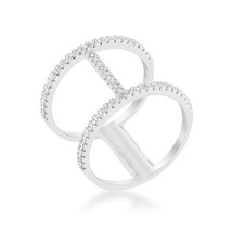 Christina 0.3ct CZ Rhodium Open Contemporary Wide Ring - $42.66