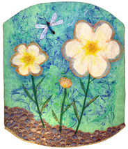 White Tulle Flowers: Quilted Art Wall Hanging - $320.00