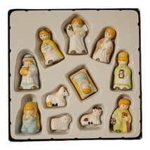 11 Piece Children&#39;s Nativity Scene Miniature Porcelain Figures w/ Animals in Box - £17.44 GBP