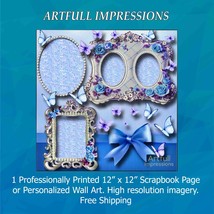 Flowers - Blue Elegance  Personalized Wall Art or Scrapbook Page - $403.44 MXN