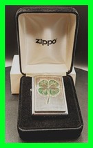 Rare Enamel Luck Of The Irish Badge Zippo Lighter w/ Black Velvet Zippo Box NEW - £159.86 GBP