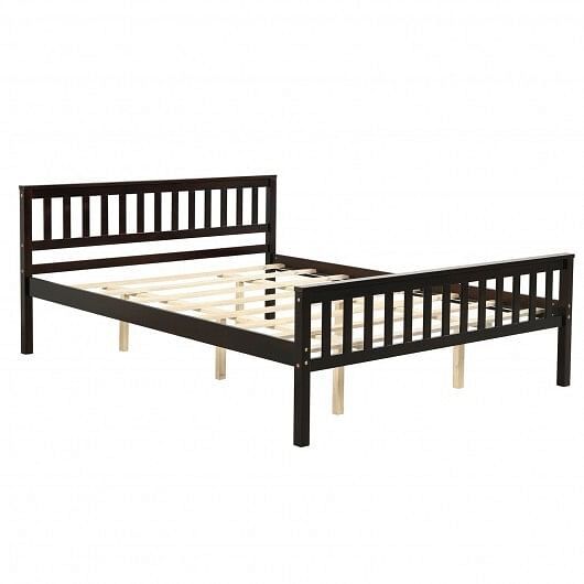 Queen Wood Platform Bed with Headboard - Color: Espresso - Size: Queen Size - $255.21