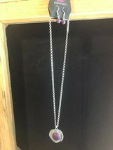 Paparazzi Short Necklace &amp; Earring set (new)Swirls of Silver/Purple #400 - £3.96 GBP