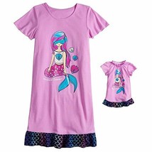 Girl&#39;s Polyester Purple Mermaid Nightgown with Doll Gown - $14.99