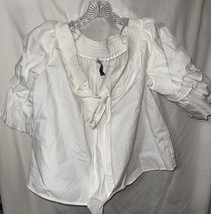 Zara Basic Women White Cold Shoulder Blouse M Ruffled Sleeve; Some Staining - £12.98 GBP