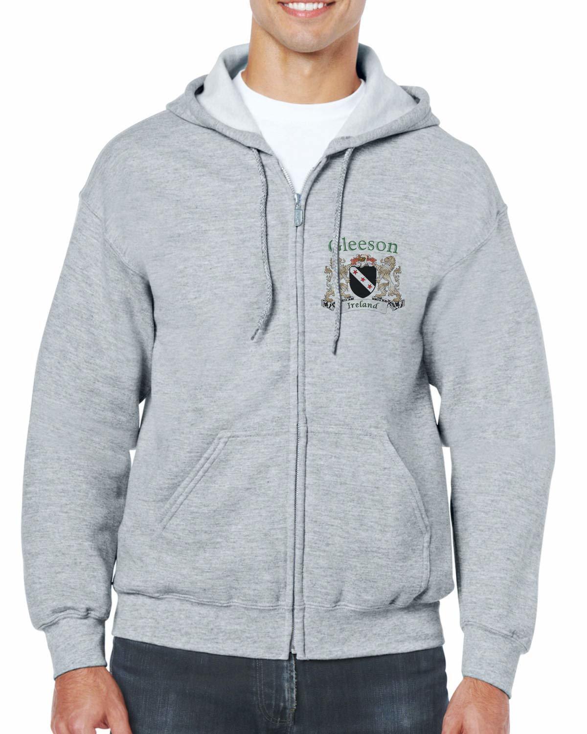 Gleeson Irish Coat of Arms Full Zip Hoodie - Ash