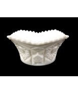 Vintage LE Smith Milk Glass Candy Dish, Sawtooth Rim, Hobstars Starburst... - $33.44 CAD