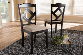 Emiko Beige Fabric Upholstered and Dark Brown Finished Dining Chair (Set... - $2,429.79 MXN